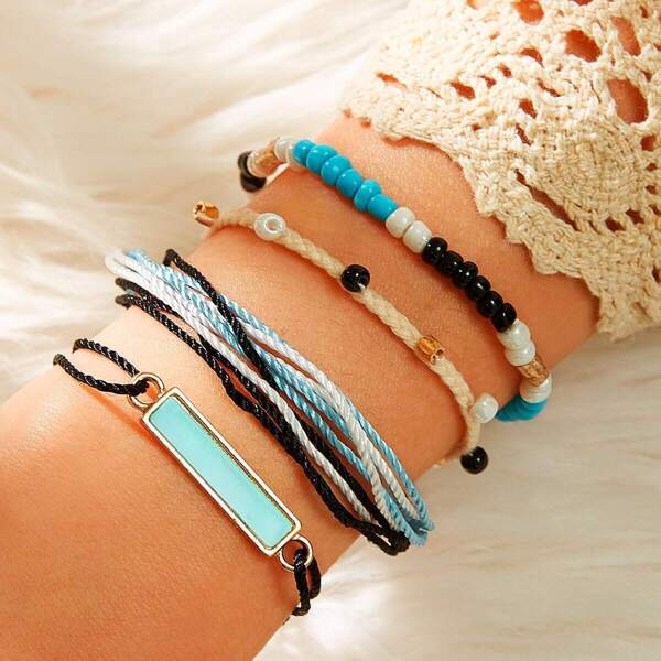 

Bead & Bar Decor Bracelet 4pcs