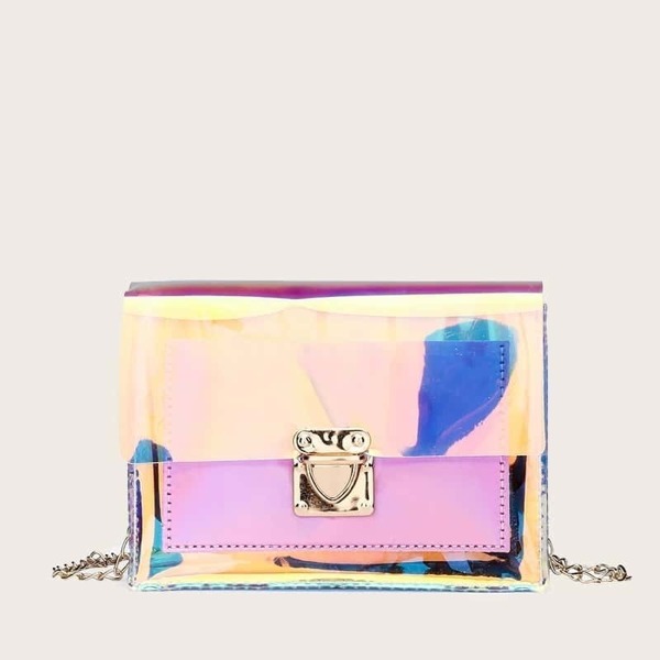 

Girls Clear Iridescent Chain Bag