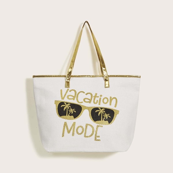 

Letter Print Tote Bag