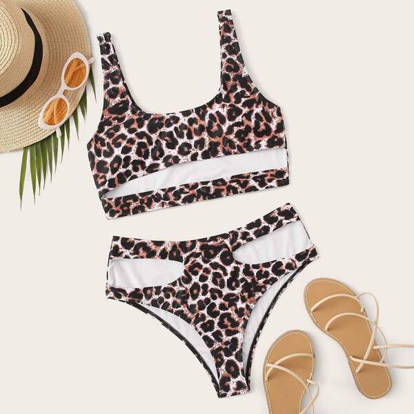 

Leopard Cut Out Bikini Set