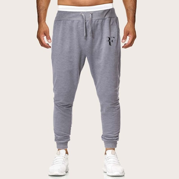 

Men Drawstring Waist Random Print Pants