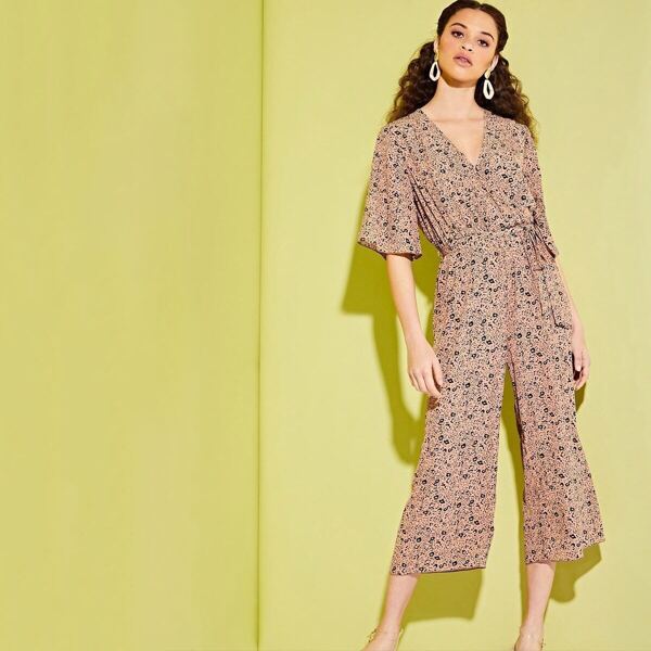 

Leopard Wrap Jumpsuit, Khaki