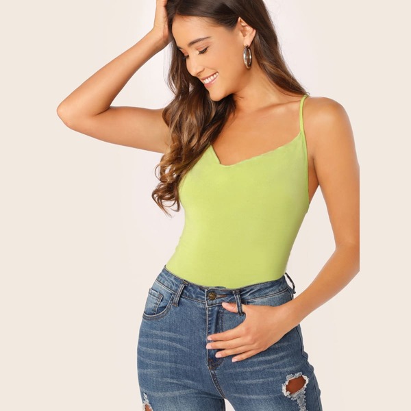 

Neon Lime Crisscross Knot Backless Cami Top