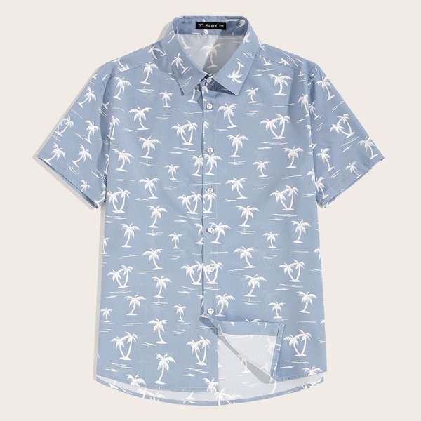 

Men Landscape Print Button Fly Shirt