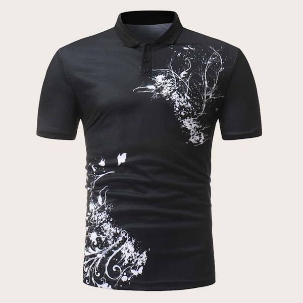 

Men Abstract Print Polo Shirt