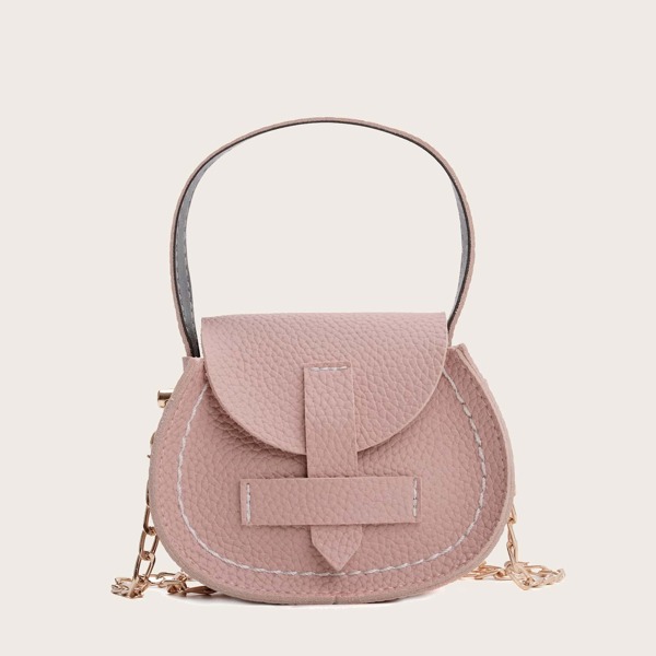 

Girls Textured Detail Chain Bag, Pink