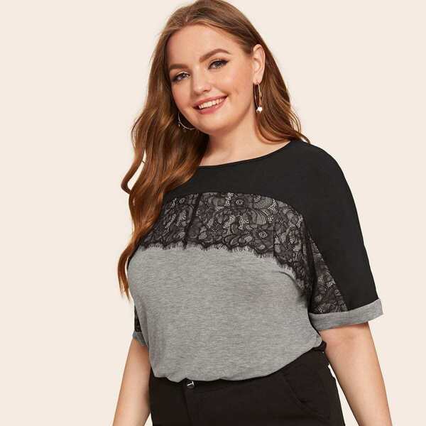 

Contrast Lace Two Tone Tee