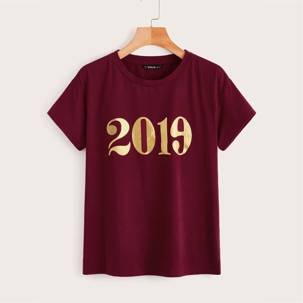 

Number Print Short Sleeve Top