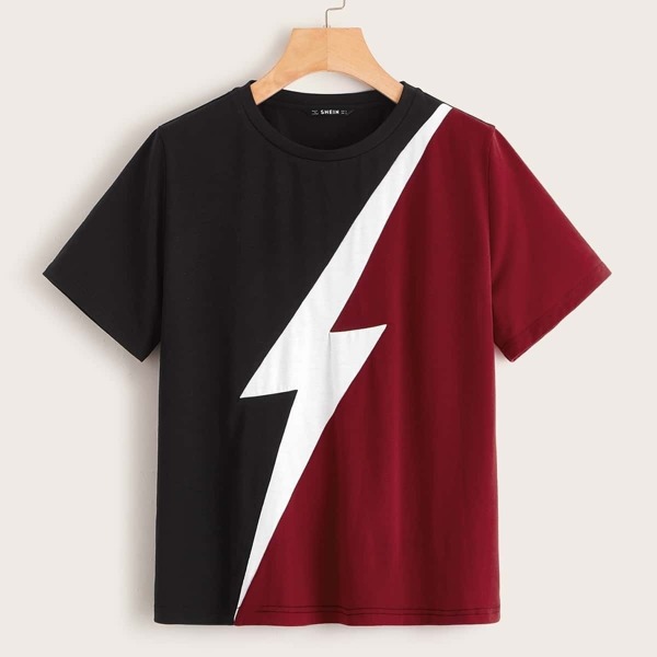 

Colorblock Lightning Print Top