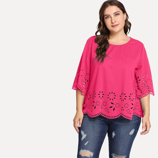 

Plus Scallop Hem Laser Cut Top