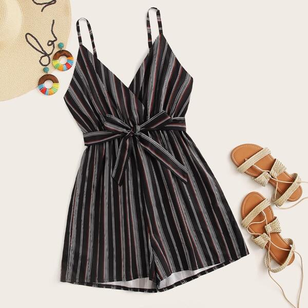 

Striped Self Tie Cami Playsuit