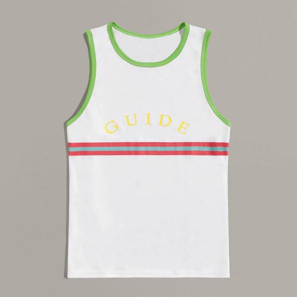 

Men Contrast Binding Letter Print Tank Top