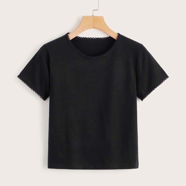 

Lace Trim Solid Tee