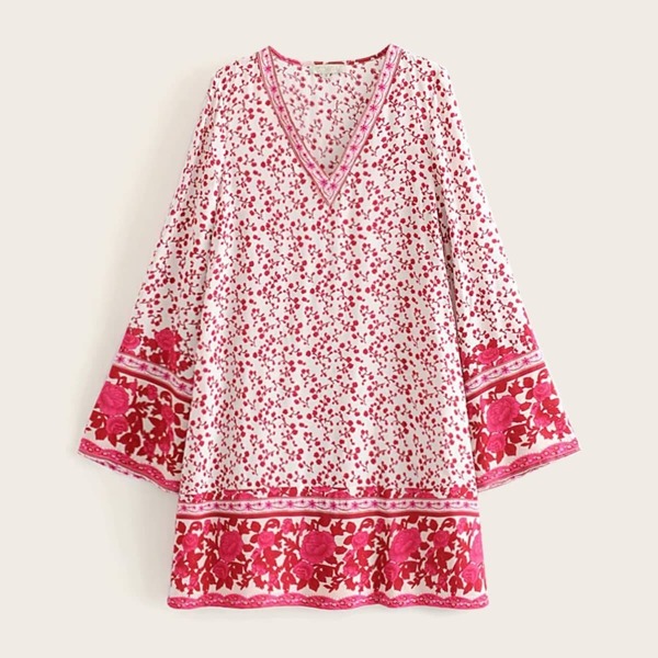 

Ditsy Floral Print V-neck Shift Dress