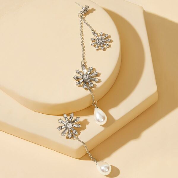 

Star & Faux Pearl Mismatched Drop Earrings 1pair