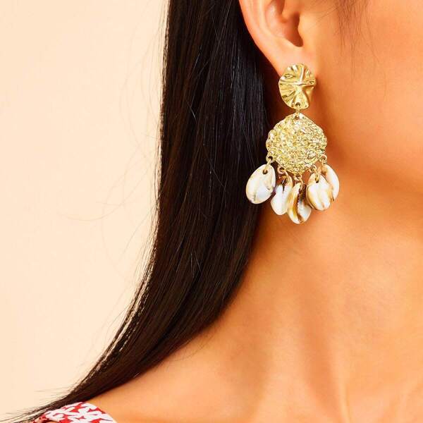 

Textured Shell Drop Earrings 1pair