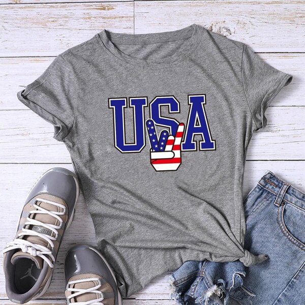 

Letter Print Tee, Grey