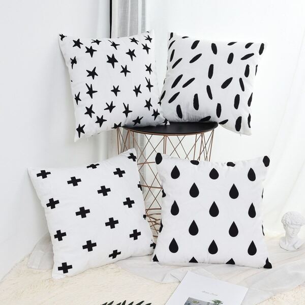 Water Drop Print Cushion Cover 1pc