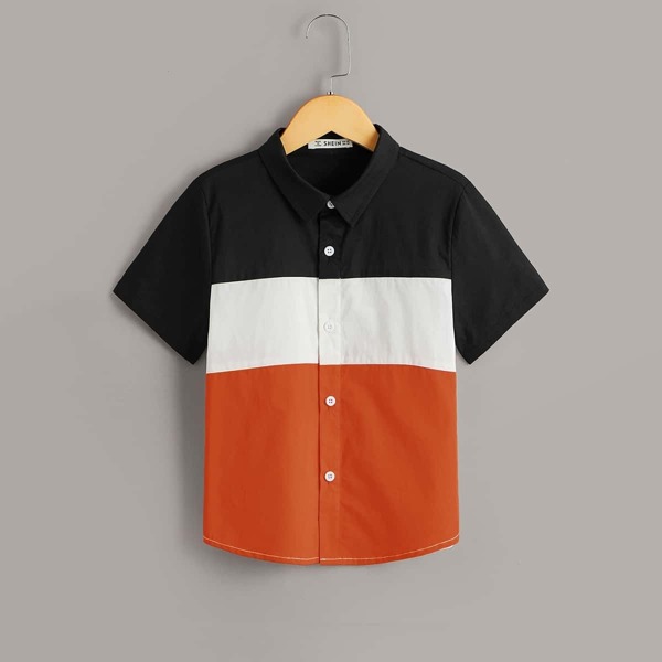 

Boys Colorblock Short Sleeve Shirt, Multicolor