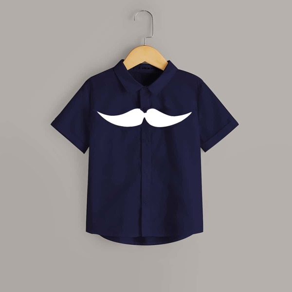 

Boys Moustache Print Shirt