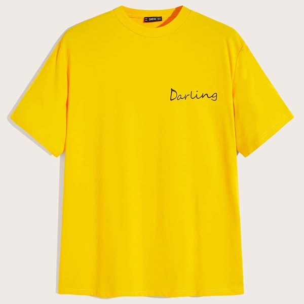 

Men Letter Print Tee, Yellow bright