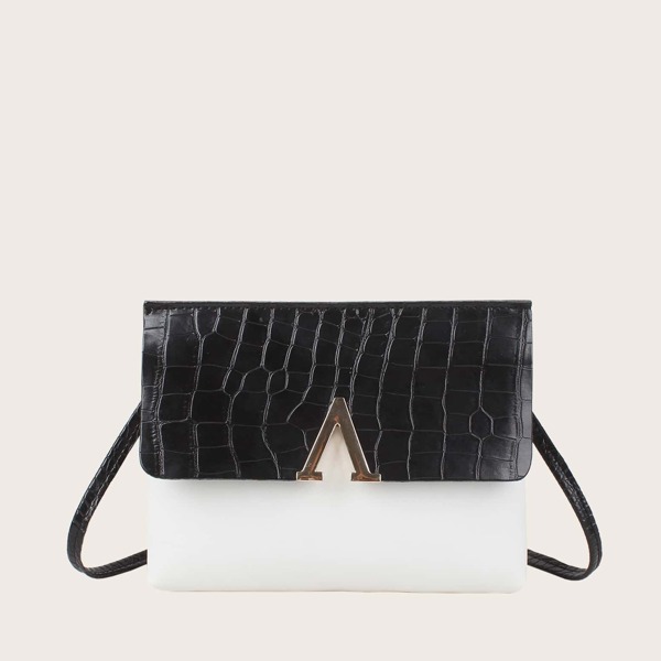 

Two Tone Croc Embossed Crossbody Bag