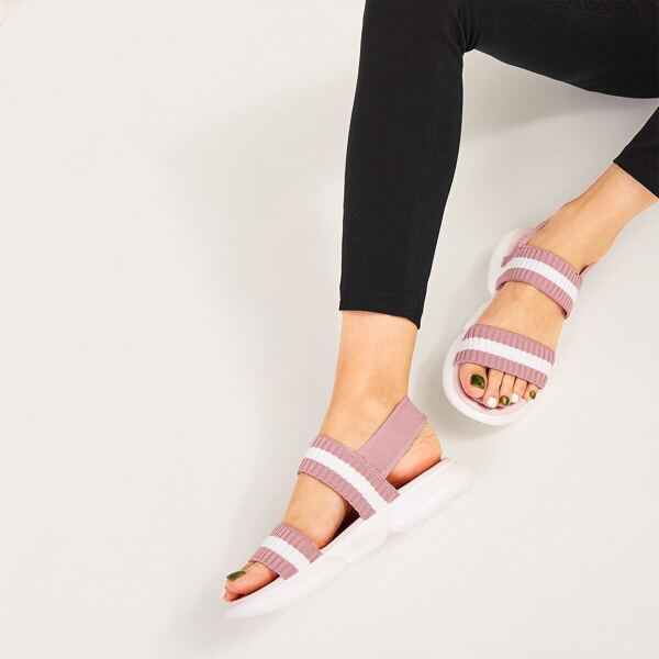 

Open Toe Striped Slingback Sandals