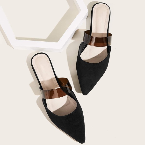 

Point Toe Faux Suede Flat Mules