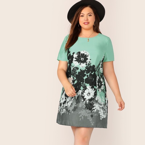 

Plus Floral Print Tunic Dress