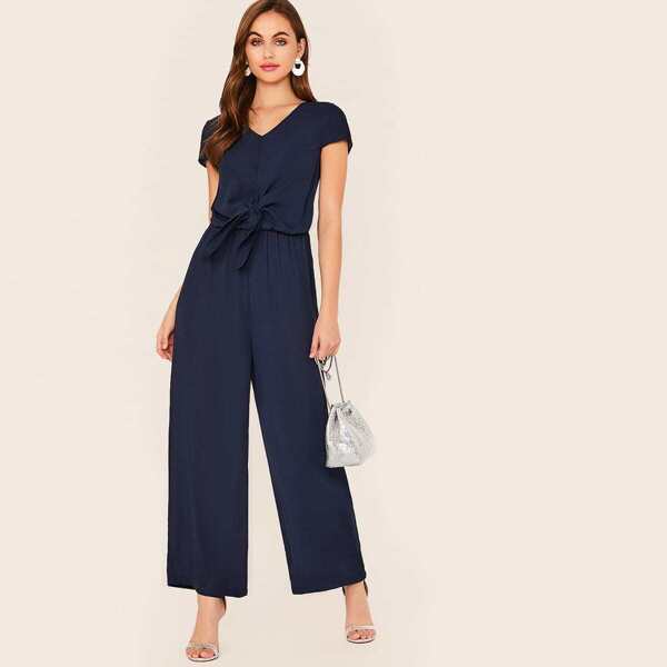 

Tie Front Blouson Waist Palazzo Jumpsuit