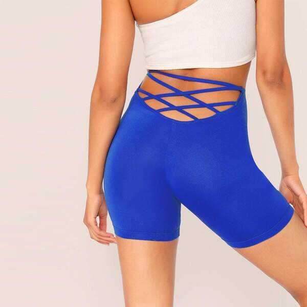 

Solid Criss-cross Cycling Shorts