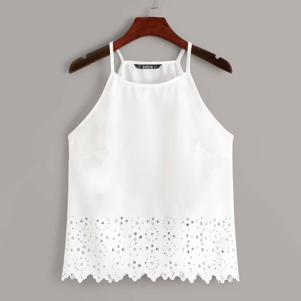 

Scallop Edge Laser Cut Cami Top