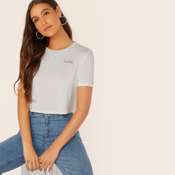 

Letter Print Short Sleeve Top