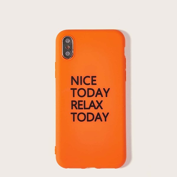 

Чехол для iPhone с текстовым принтом, Оранжевый неоновый