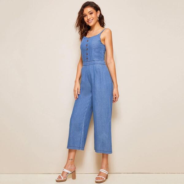 

Button Front Denim Overall