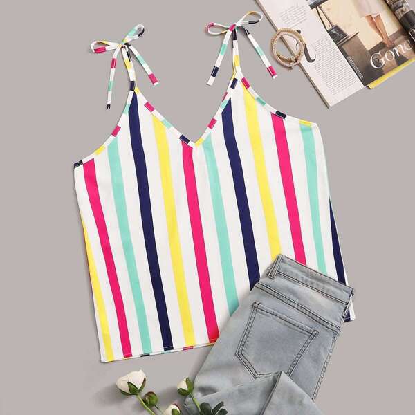 

Plus Rainbow Striped Cami Top, Multicolor