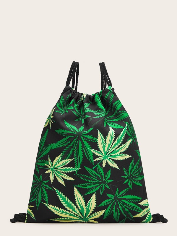 

Рюкзак на кулиске с лиственным принтом, null