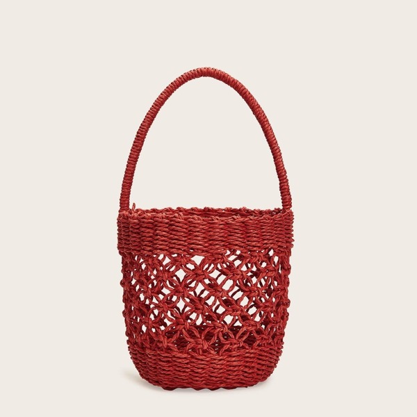 

Hollow Woven Bucket Bag