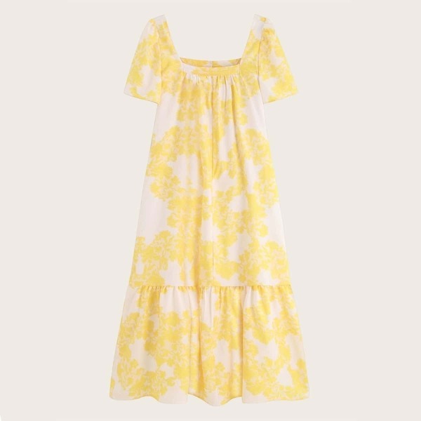

Tie Dye Square Neck Ruffle Hem Dress