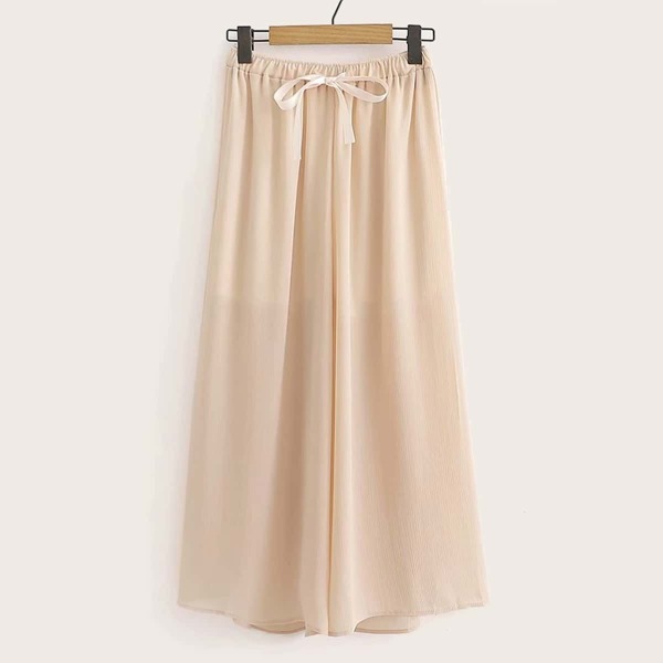 

Drawstring Waist Wide Leg Chiffon Pants