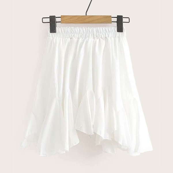 

Elastic Waist Asymmetrical Ruffle Hem Skirt