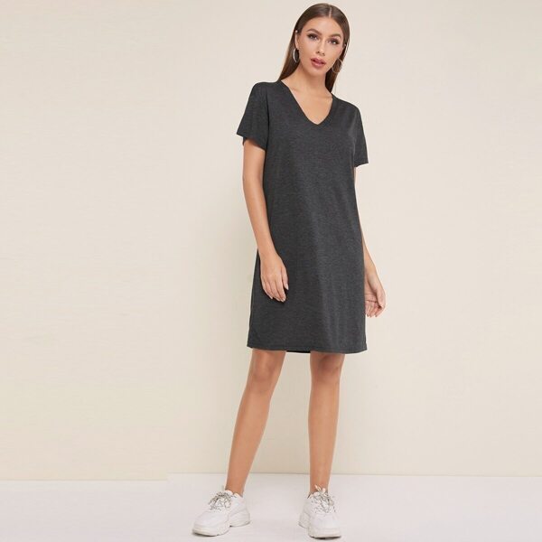 

V-neck Heathered Knit Dress