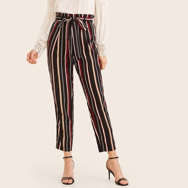 

Paperbag Waist Striped Pants