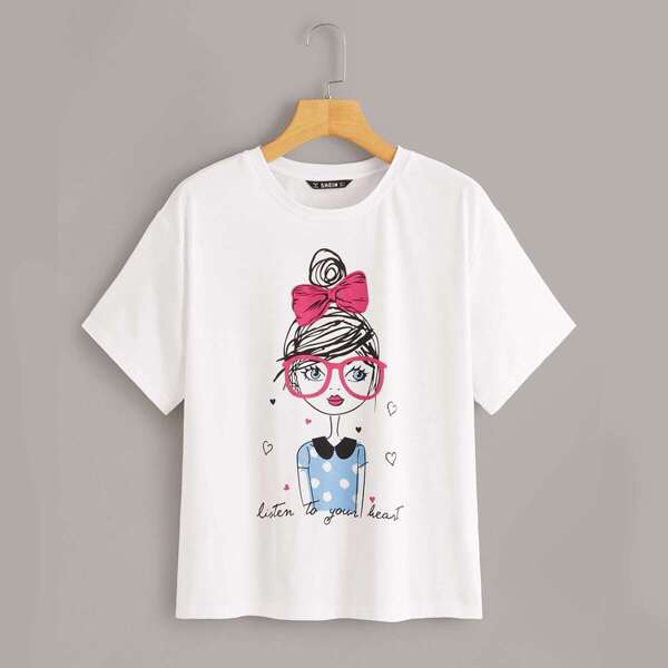 

Plus Figure & Slogan Print Tee