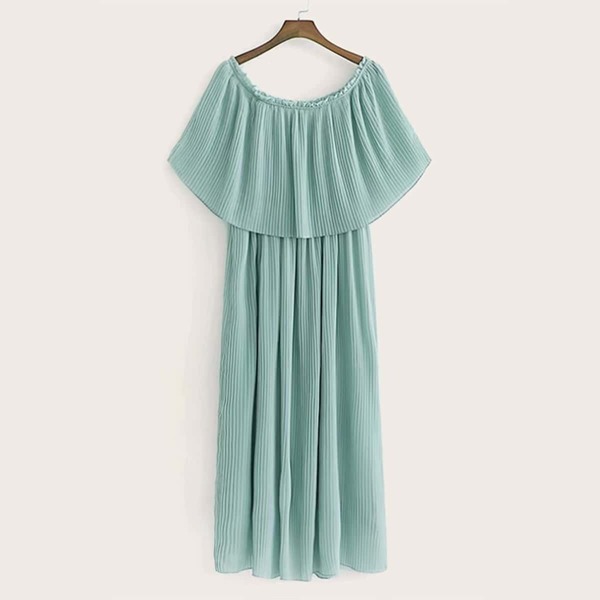 

Plisse Flounce Trim Off The Shoulder Dress
