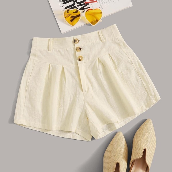 

Button Fly Solid Shorts