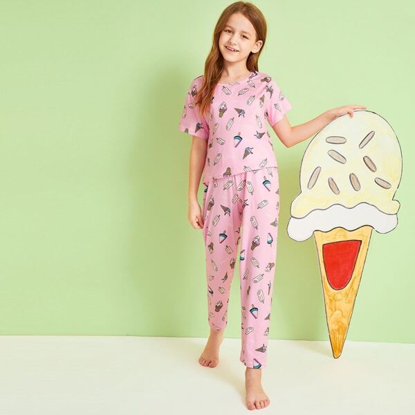 

Allover Girls Ice Cream Pajama Set, Pink