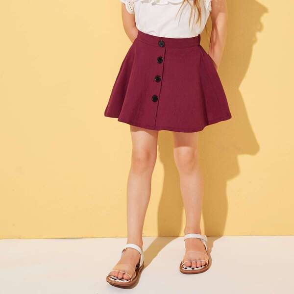 

Toddler Girls Button Detail Flare Skirt