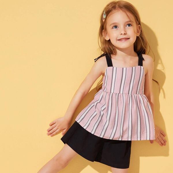 

Toddler Girls Striped Peplum Top & Solid Shorts Set, Multicolor