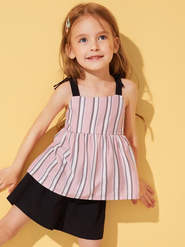 

Toddler Girls Striped Peplum Top & Solid Shorts Set, Multicolor, Sofia B